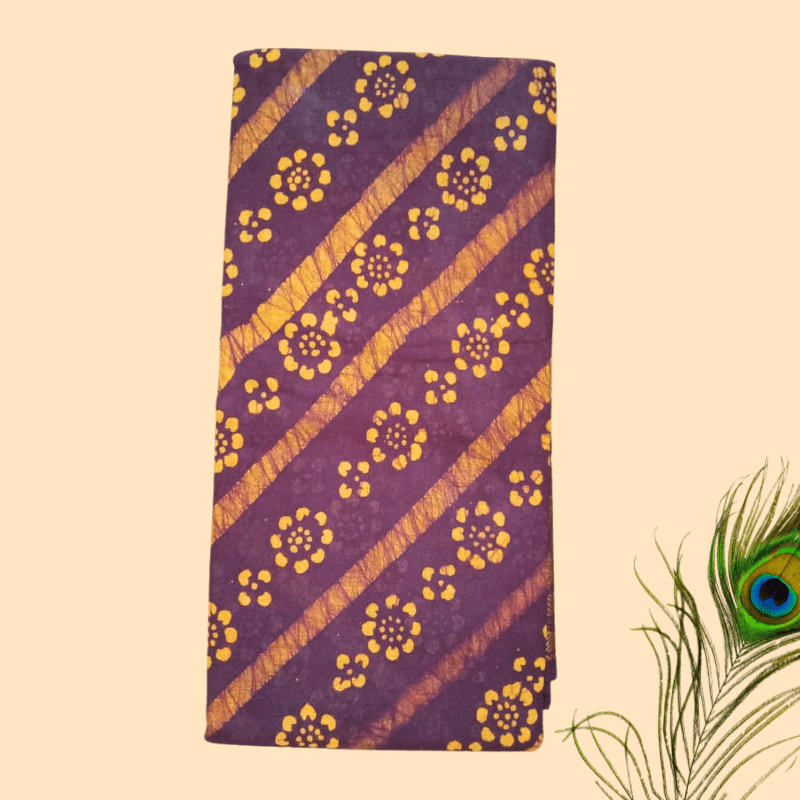 Prabanja Sungudi Batik Printed Saree - Maroon with Yellow Flower - Image 2