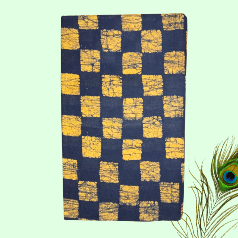 Prabanja Sungudi Batik Printed Saree - Black with Yellow Checked - Image 2