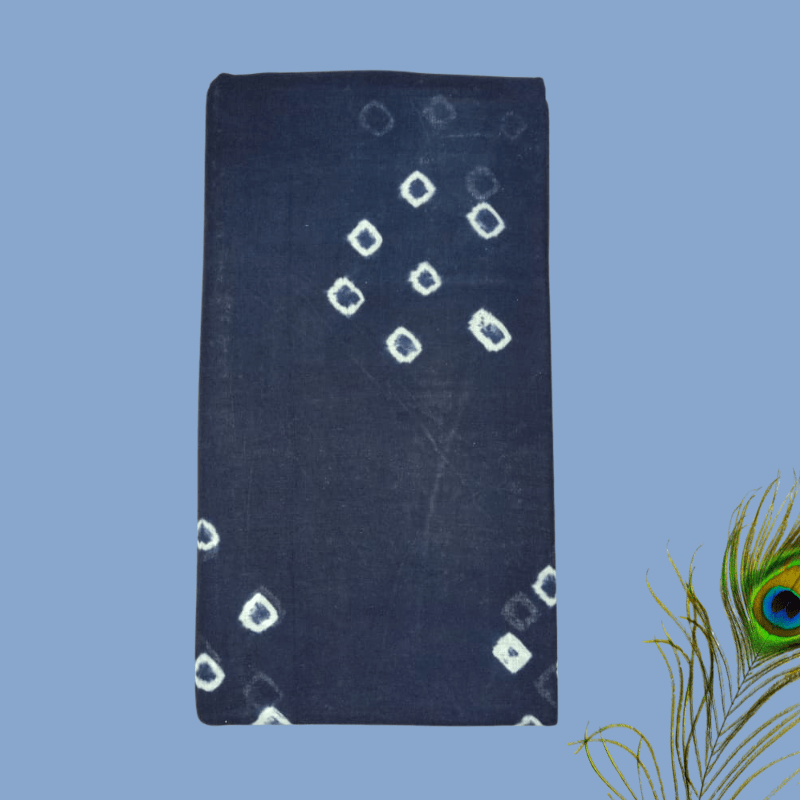 Prabanja Sungudi Batik Printed - Dark Blue with Orange Border - Image 2