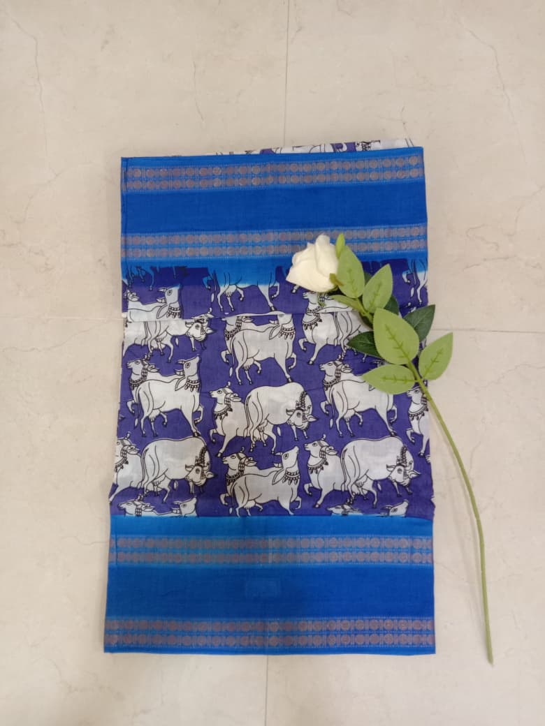 Prabanja Gomatha Wax Printed Sungudi Cotton Saree - Image 3