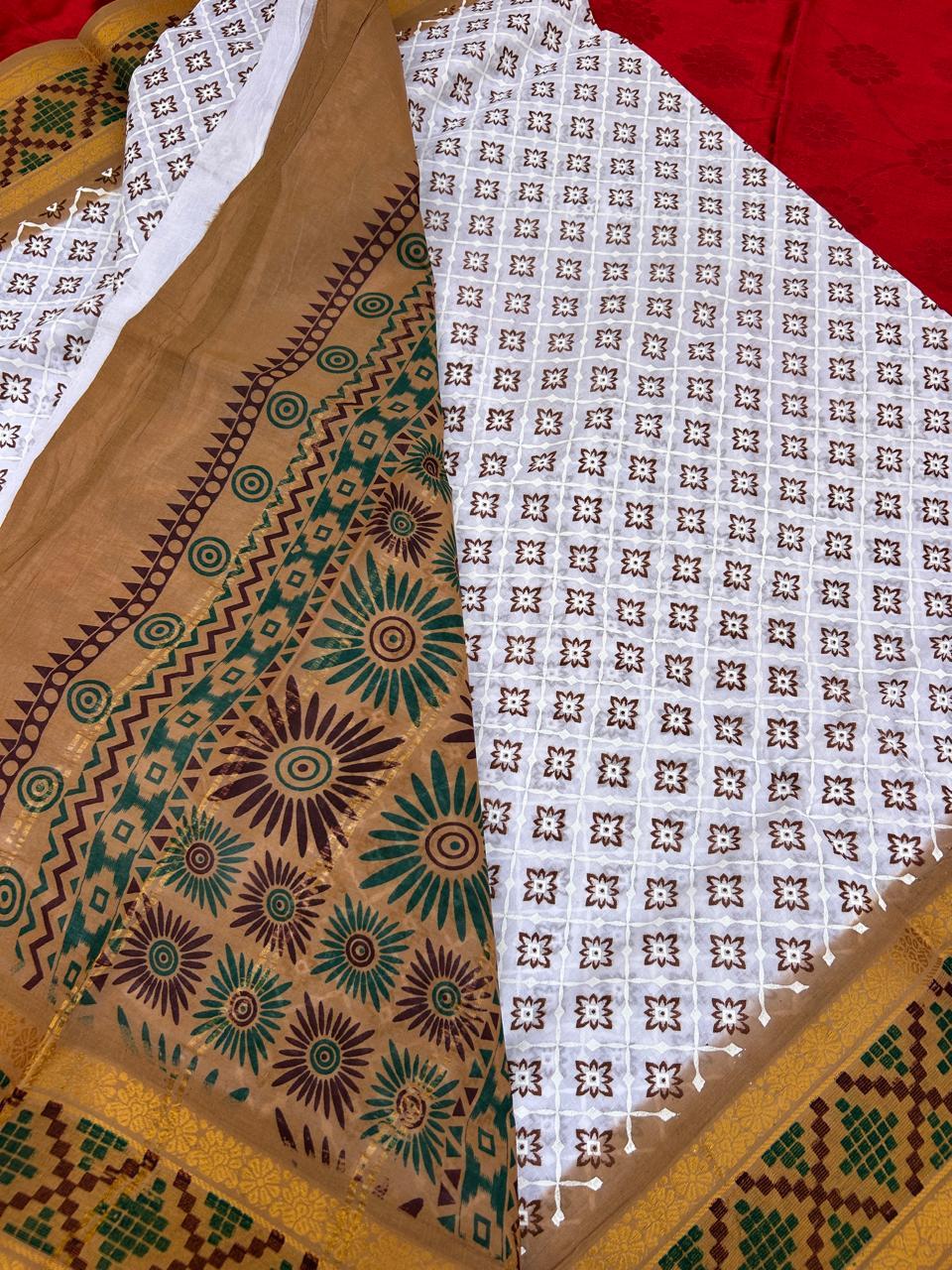 Prabanja Tissue Printed Sungudi Cotton Saree - Image 2