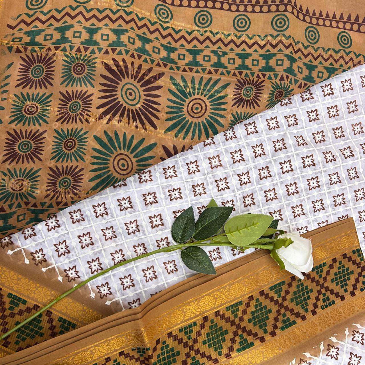 Prabanja Tissue Printed Sungudi Cotton Saree - Image 4