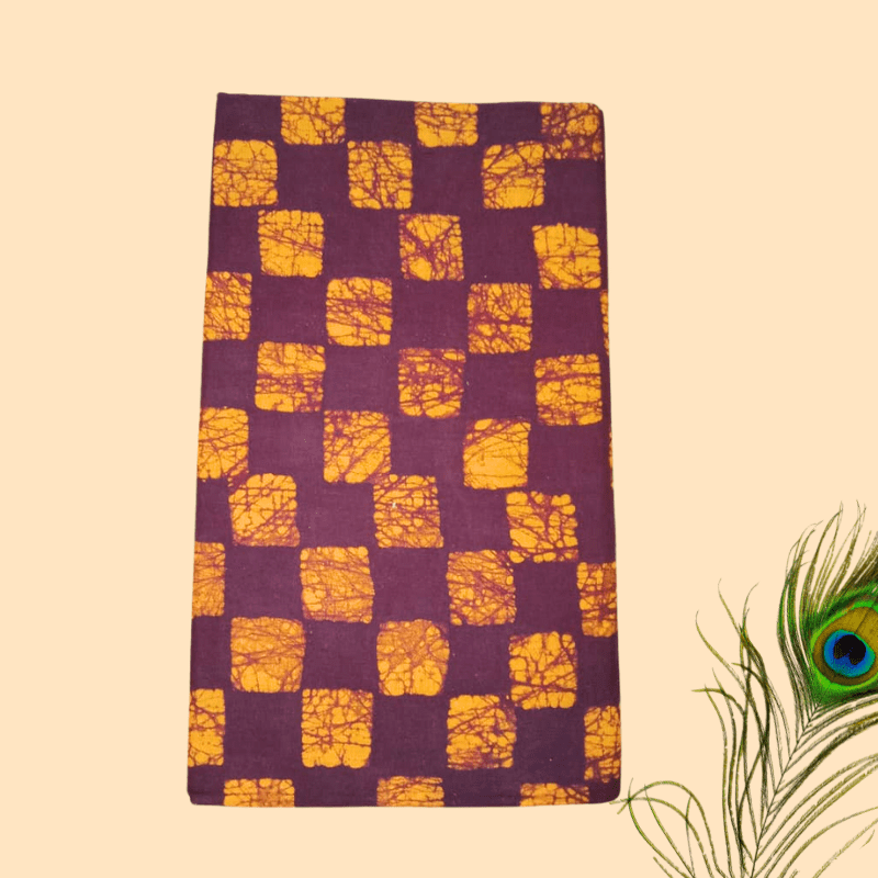 Prabanja Sungudi Batik Printed Saree - Maroon with Orange Checked - Image 2