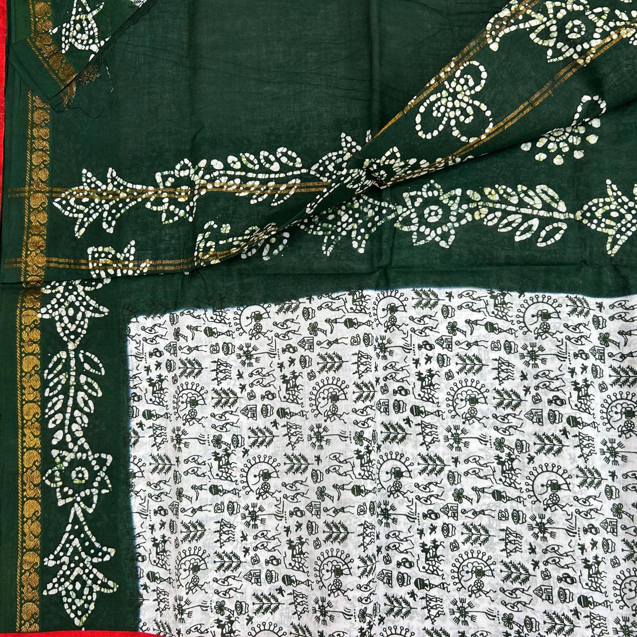 Prabanja Elegant Wax Printed Sungudi Cotton Saree - Image 2