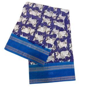 Prabanja Gomatha Wax Printed Sungudi Cotton Saree