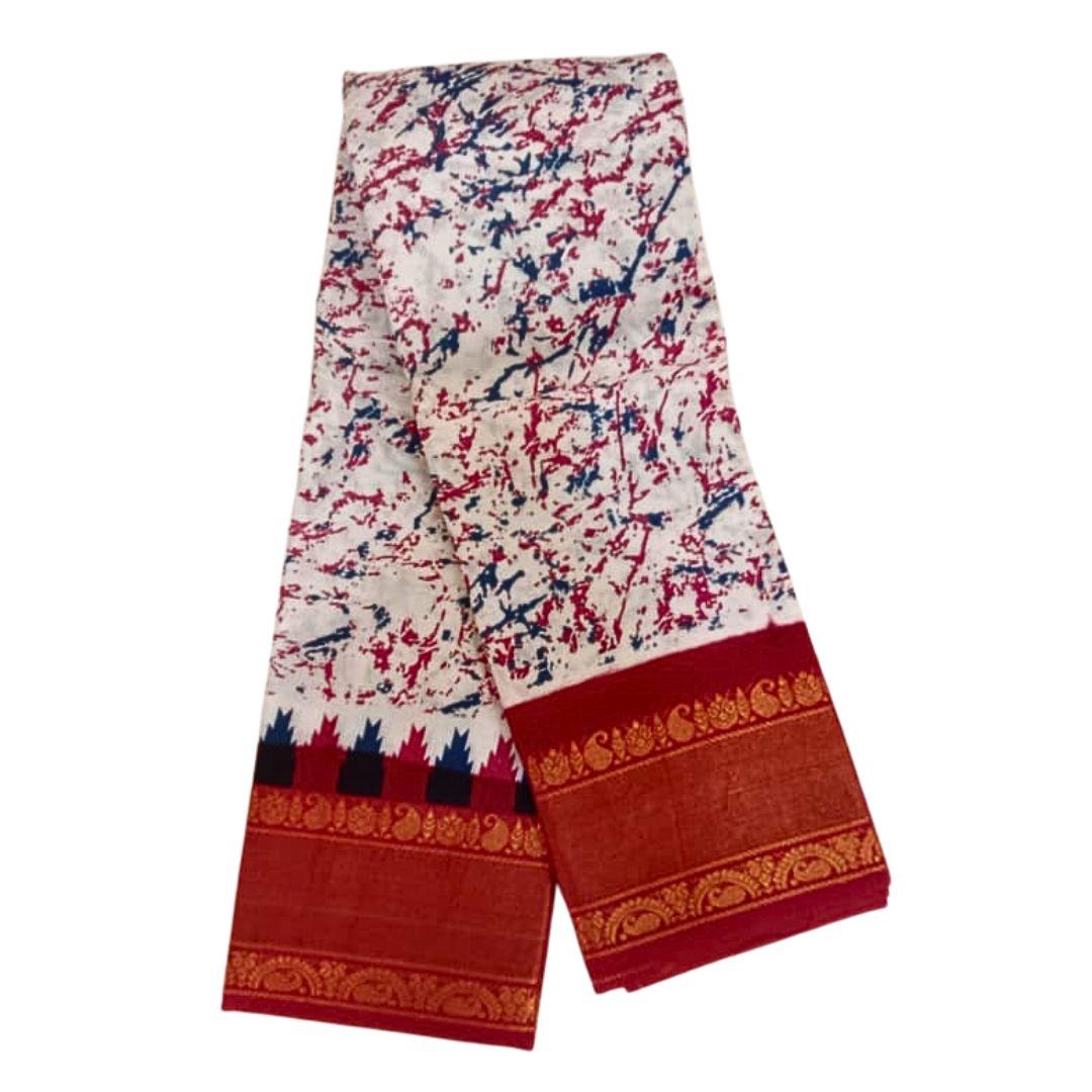 Prabanja Tissue Modern Design Printed Sungudi Cotton Saree