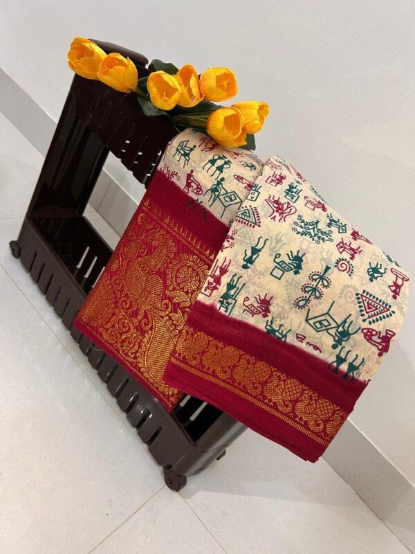 Prabanja Sungudi Pallu Print Saree - Image 4