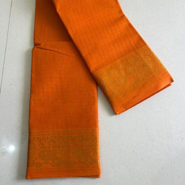 Prabanja Sugundi Jari Checks Self Plain Saree - Image 2