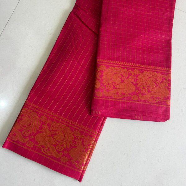 Prabanja Sugundi Jari Checks Self Plain Saree - Image 3