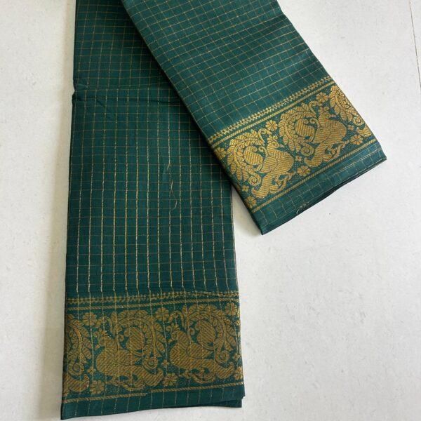 Prabanja Sugundi Jari Checks Self Plain Saree - Image 2