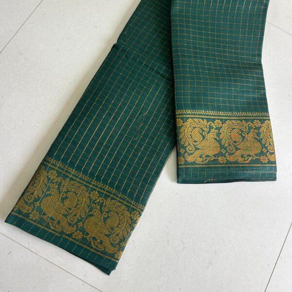 Prabanja Sugundi Jari Checks Self Plain Saree - Image 3