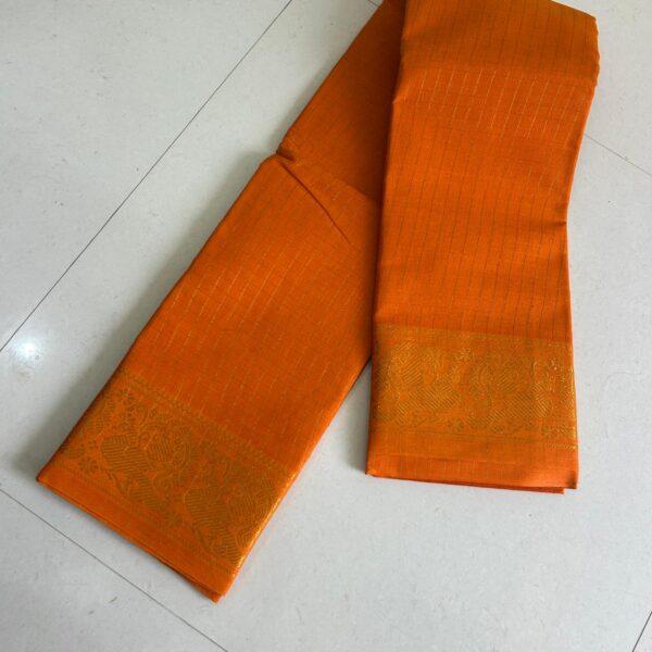 Prabanja Sugundi Jari Checks Self Plain Saree - Image 3