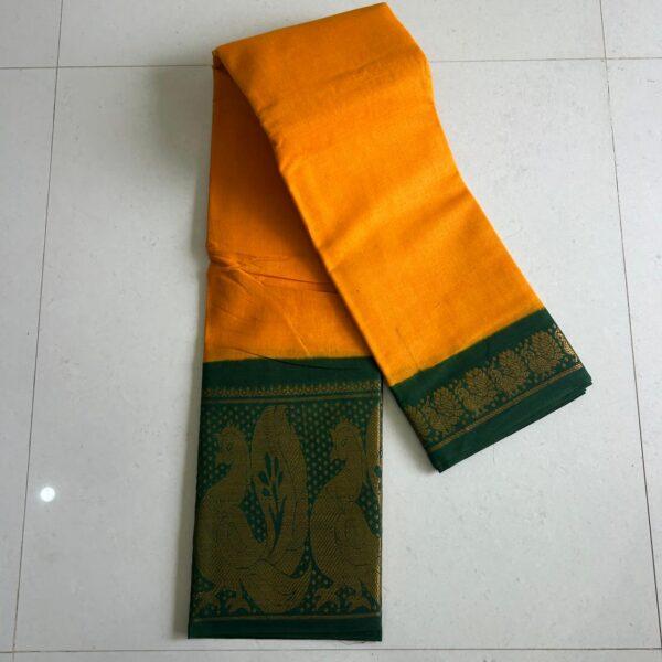Madurai Sungudi Plain Saree with Mayil Border - Image 4