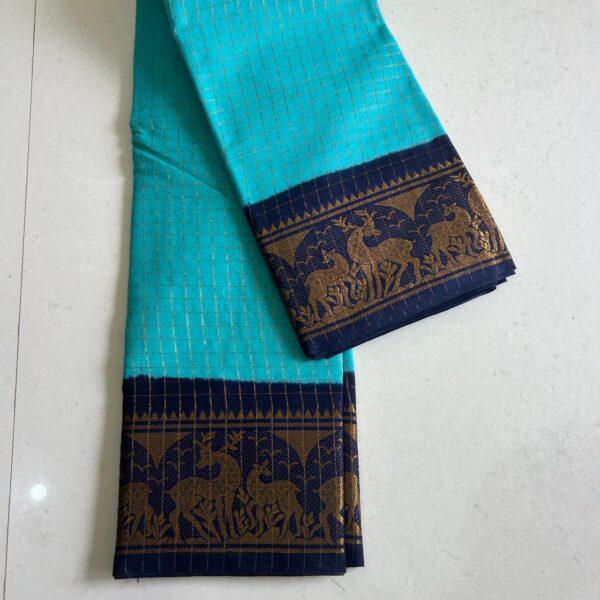 Prabanja Sungudi Jari Checks Plain Saree - Image 2