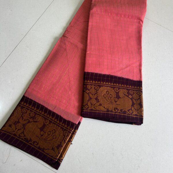 Prabanja Sungudi Jari Checks Plain Saree - Image 2