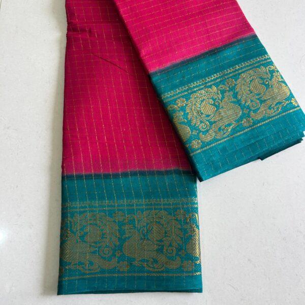 Prabanja Sungudi Jari Checks Plain Saree - Image 2