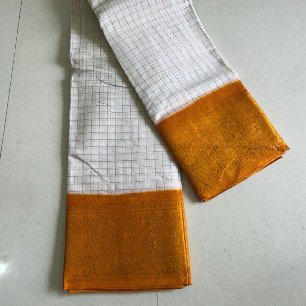 Prabanja Sungudi Jari Checks Plain Saree - Image 3