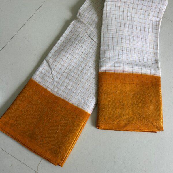 Prabanja Sungudi Jari Checks Plain Saree - Image 2