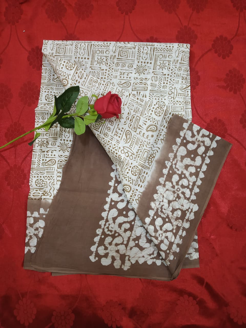 Prabanja Brown Mayuri Sungudi Cotton Saree - Image 2
