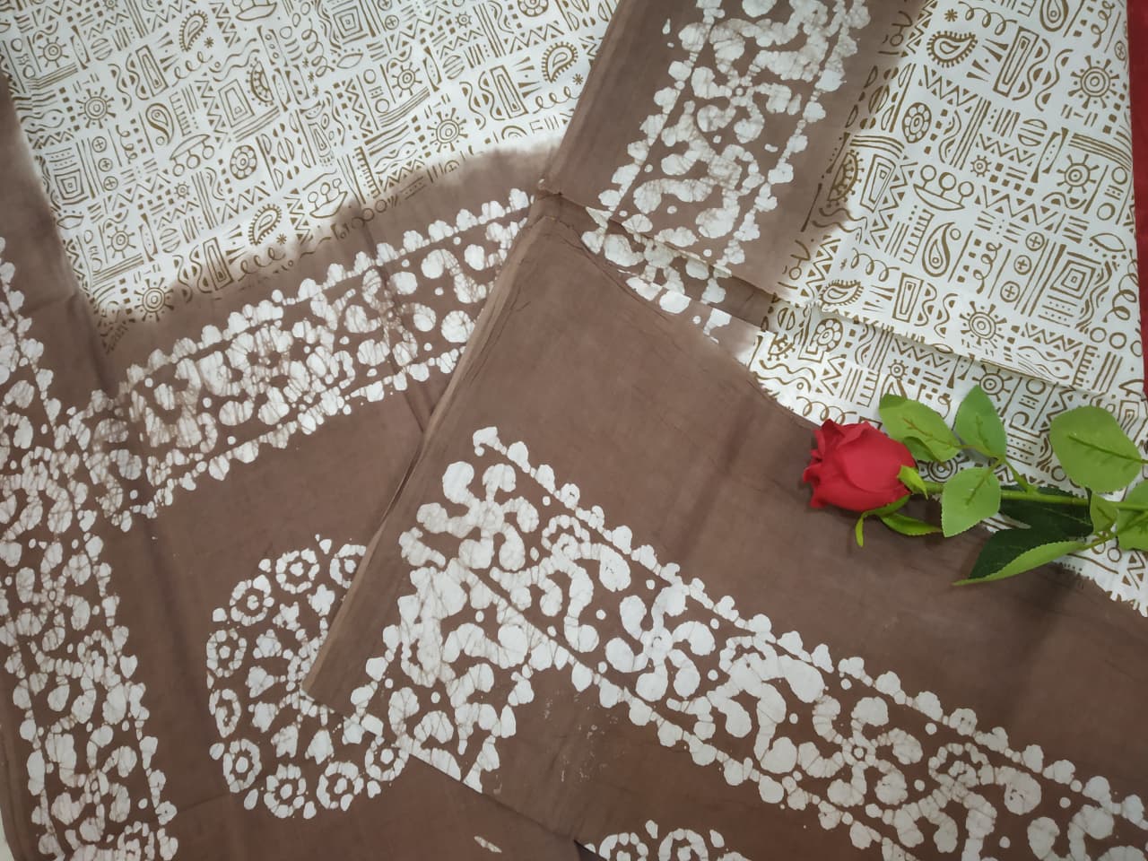 Prabanja Brown Mayuri Sungudi Cotton Saree - Image 4