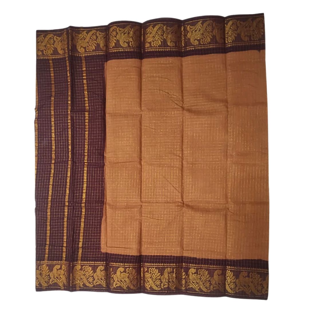 Prabanja Checked Zari Border Sungudi Cotton Saree - Image 2