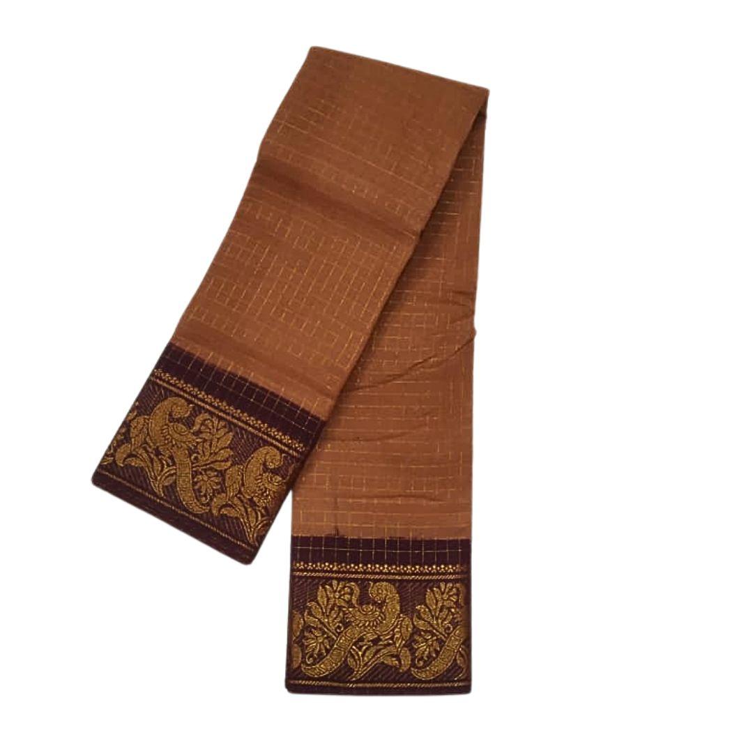 Prabanja Checked Zari Border Sungudi Cotton Saree