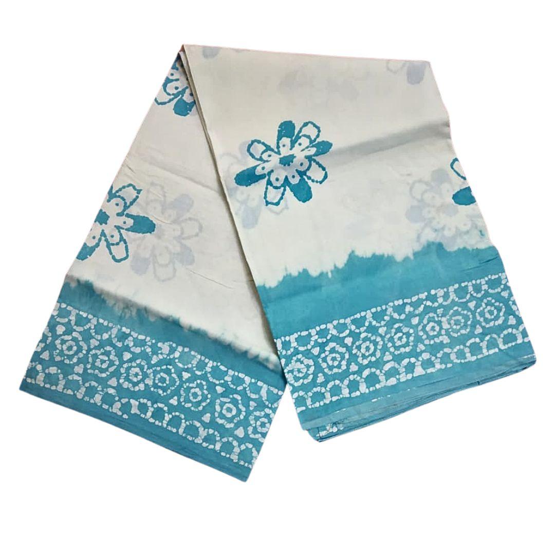 Prabanja Contrast Flower Printed Sungudi Cotton Saree