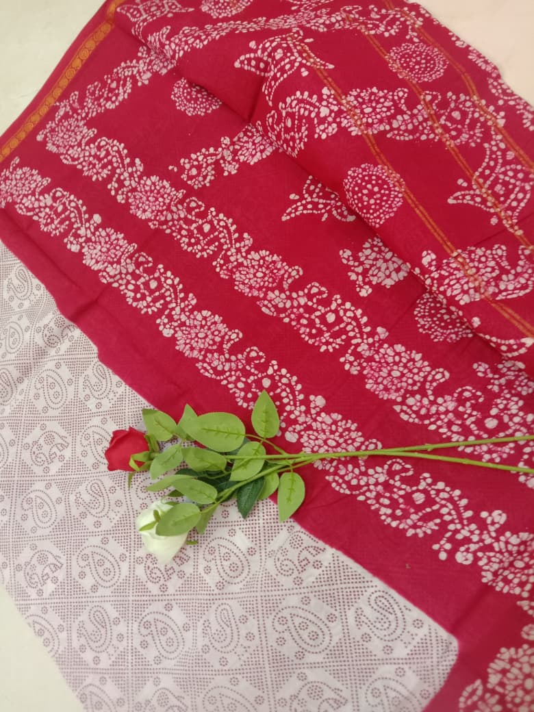 Prabanja Dot Elephant Wax Printed Sungudi Cotton Saree - Image 4