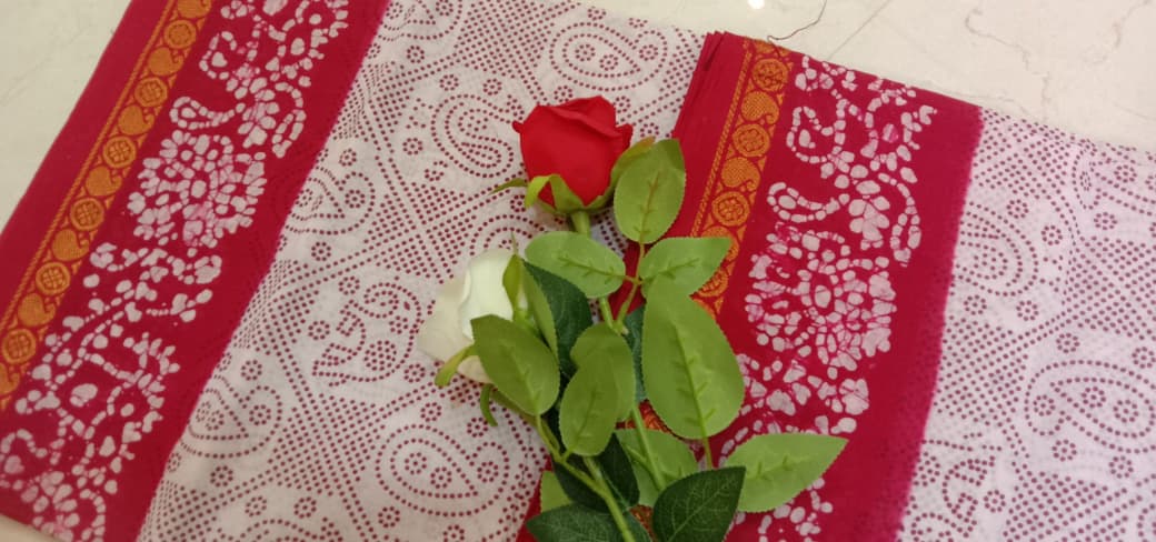 Prabanja Dot Elephant Wax Printed Sungudi Cotton Saree - Image 3