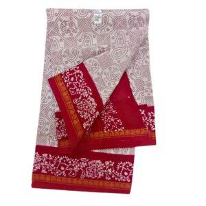 Prabanja Dot Elephant Wax Printed Sungudi Cotton Saree