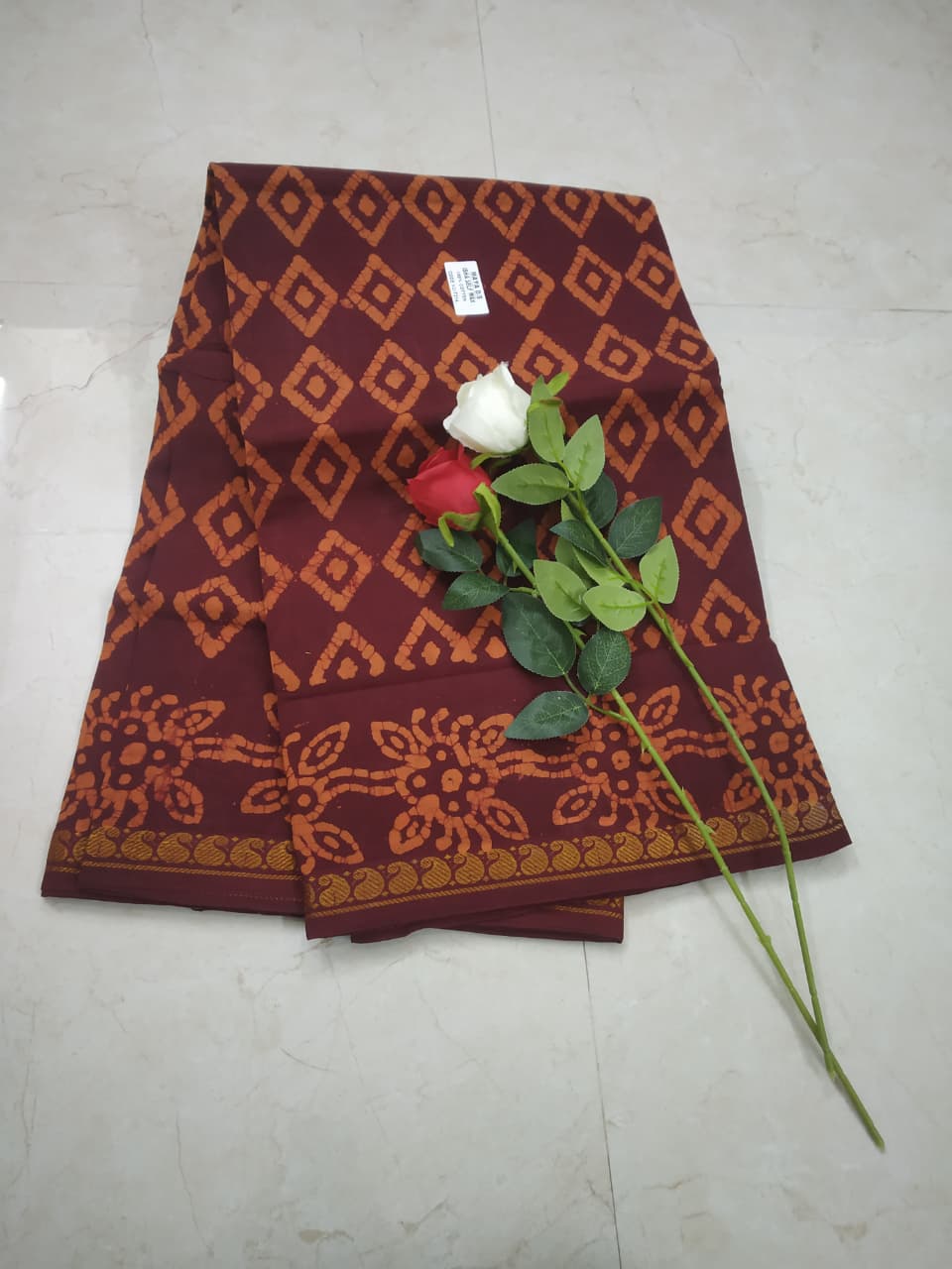 Prabanja Fancy Diamond Design Sungudi Cotton Saree - Image 2