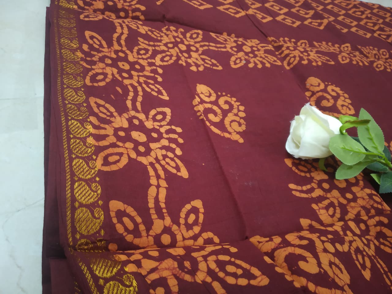 Prabanja Fancy Diamond Design Sungudi Cotton Saree - Image 3