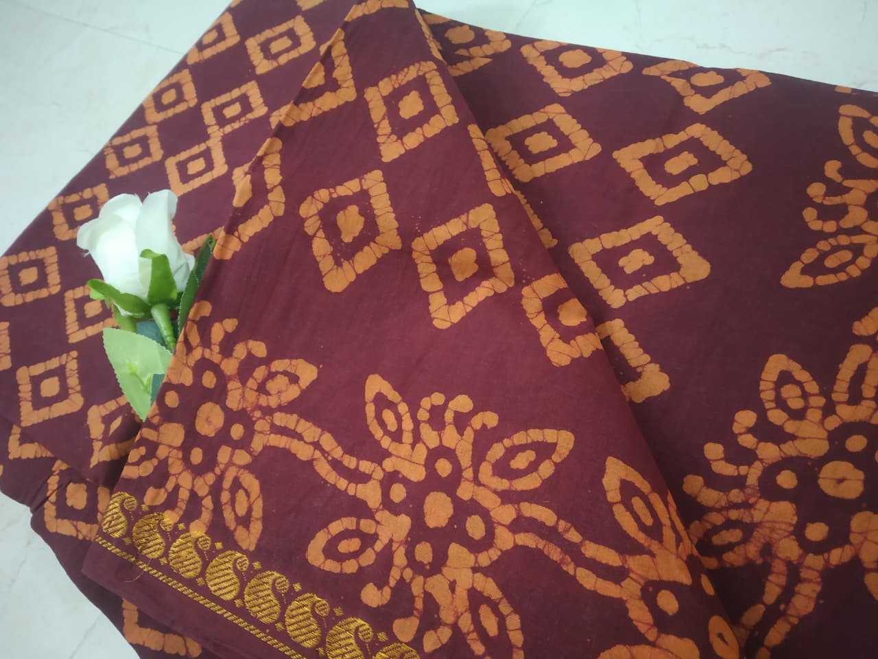Prabanja Fancy Diamond Design Sungudi Cotton Saree - Image 5