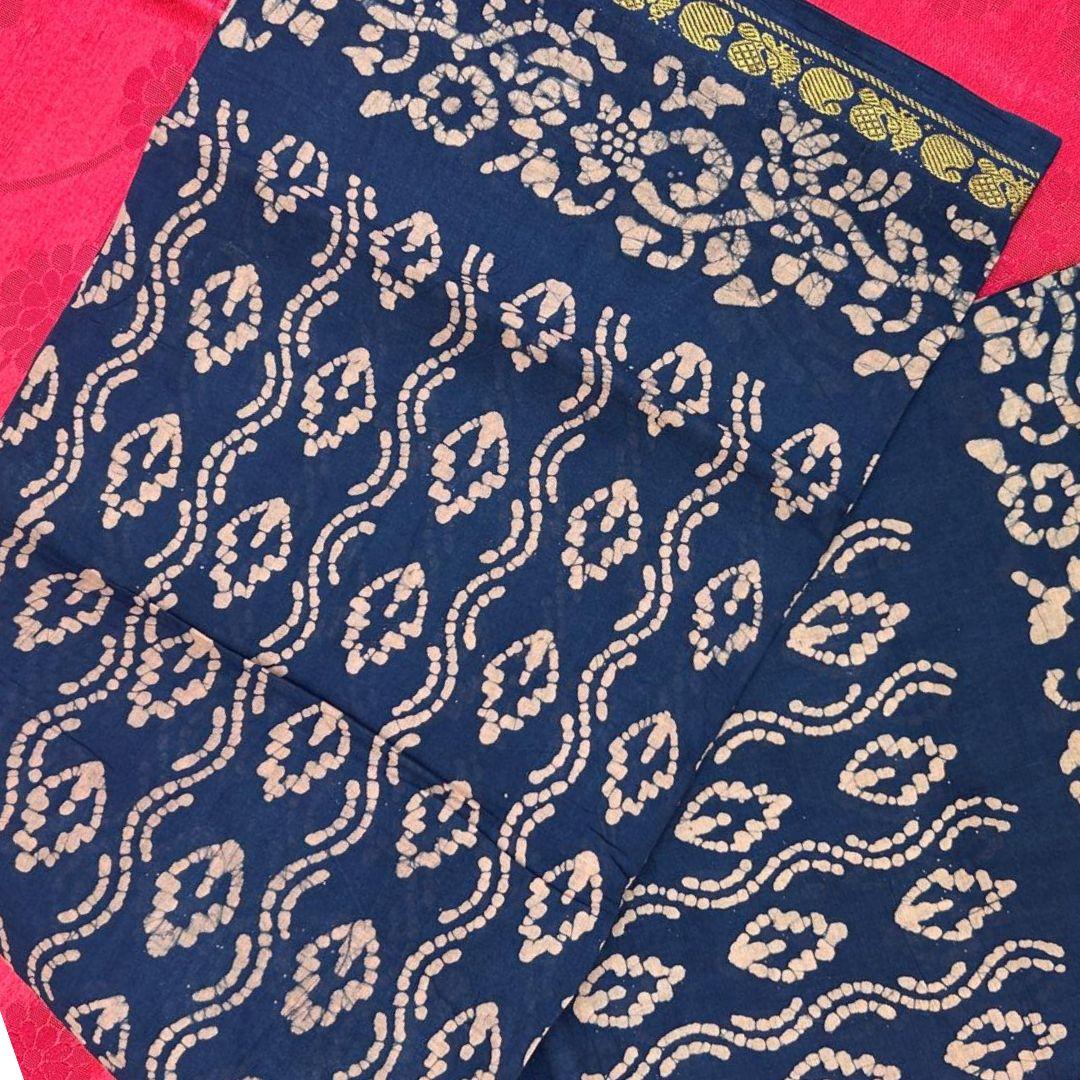 Prabanja Fancy Floral Border Sungudi Cotton Saree - Image 2