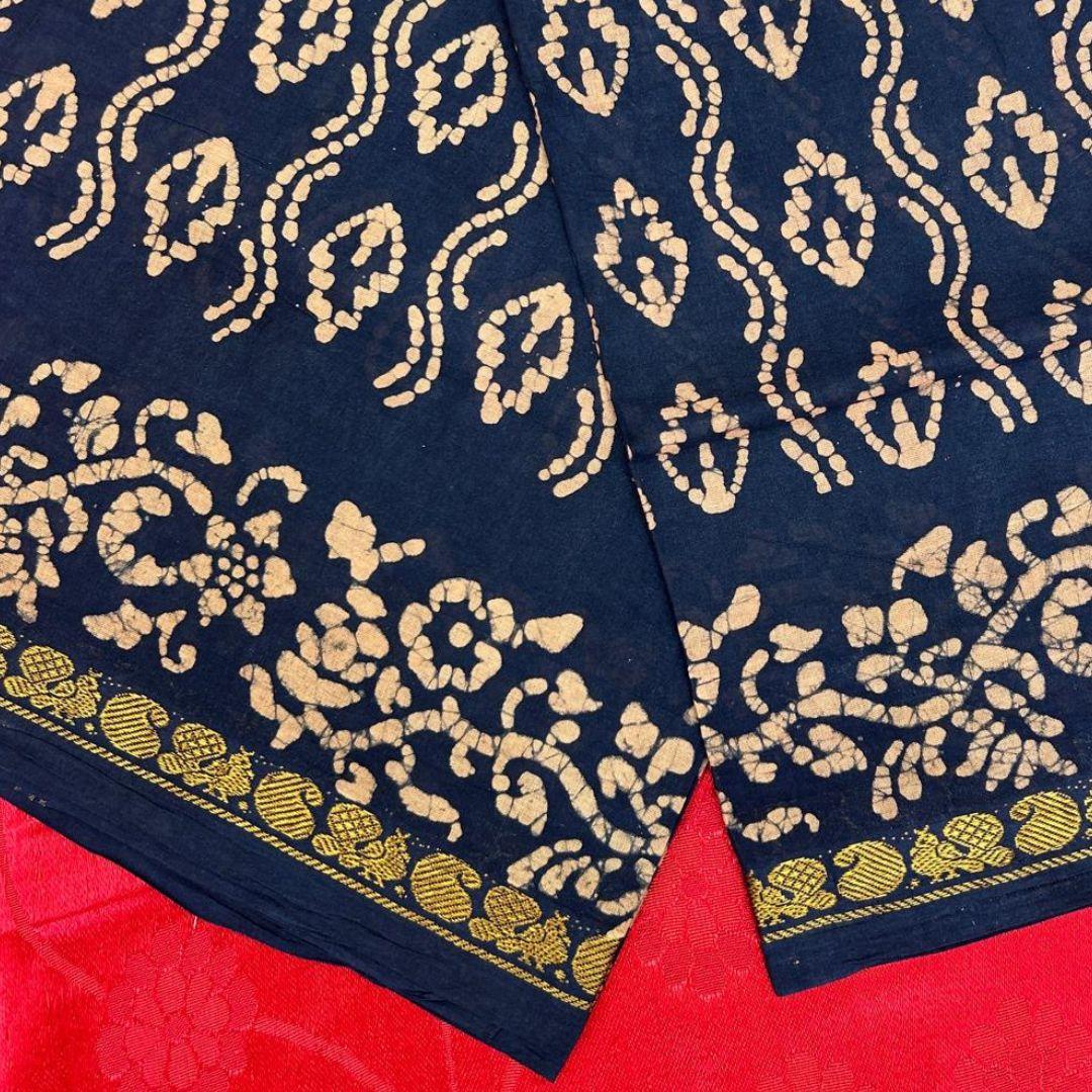 Prabanja Fancy Floral Border Sungudi Cotton Saree - Image 3