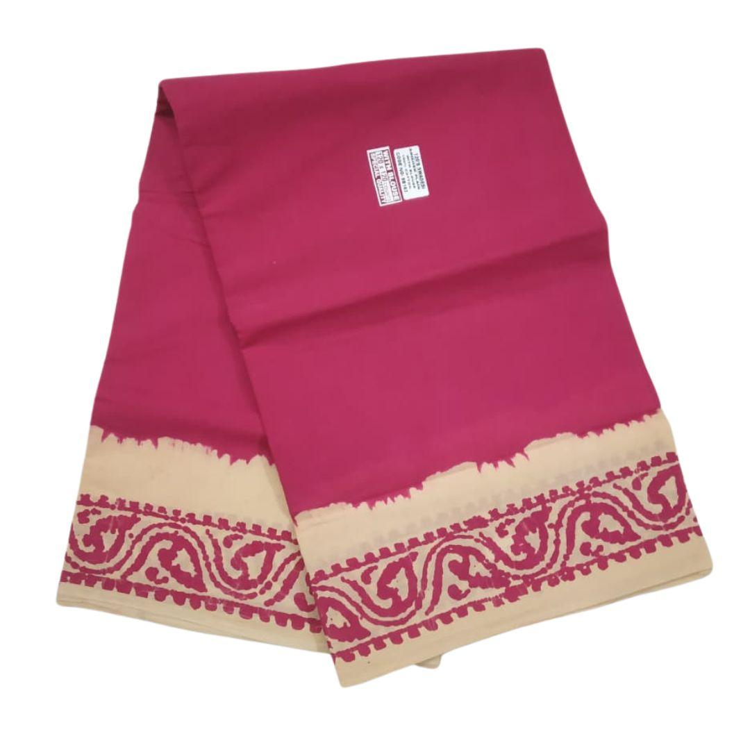 Prabanja Subtle Leaf Border Plain Sungudi Cotton Saree