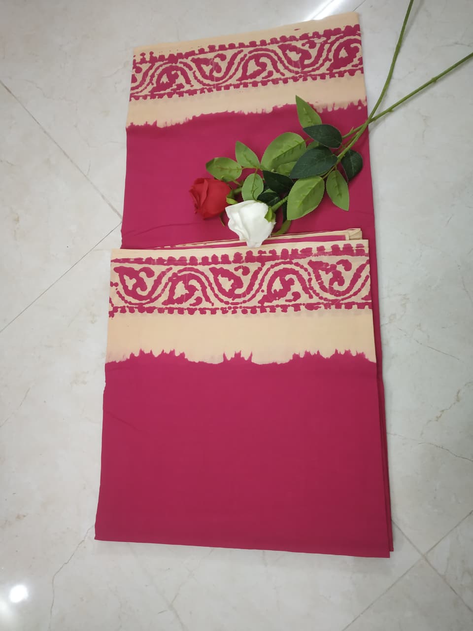 Prabanja Subtle Leaf Border Plain Sungudi Cotton Saree - Image 5