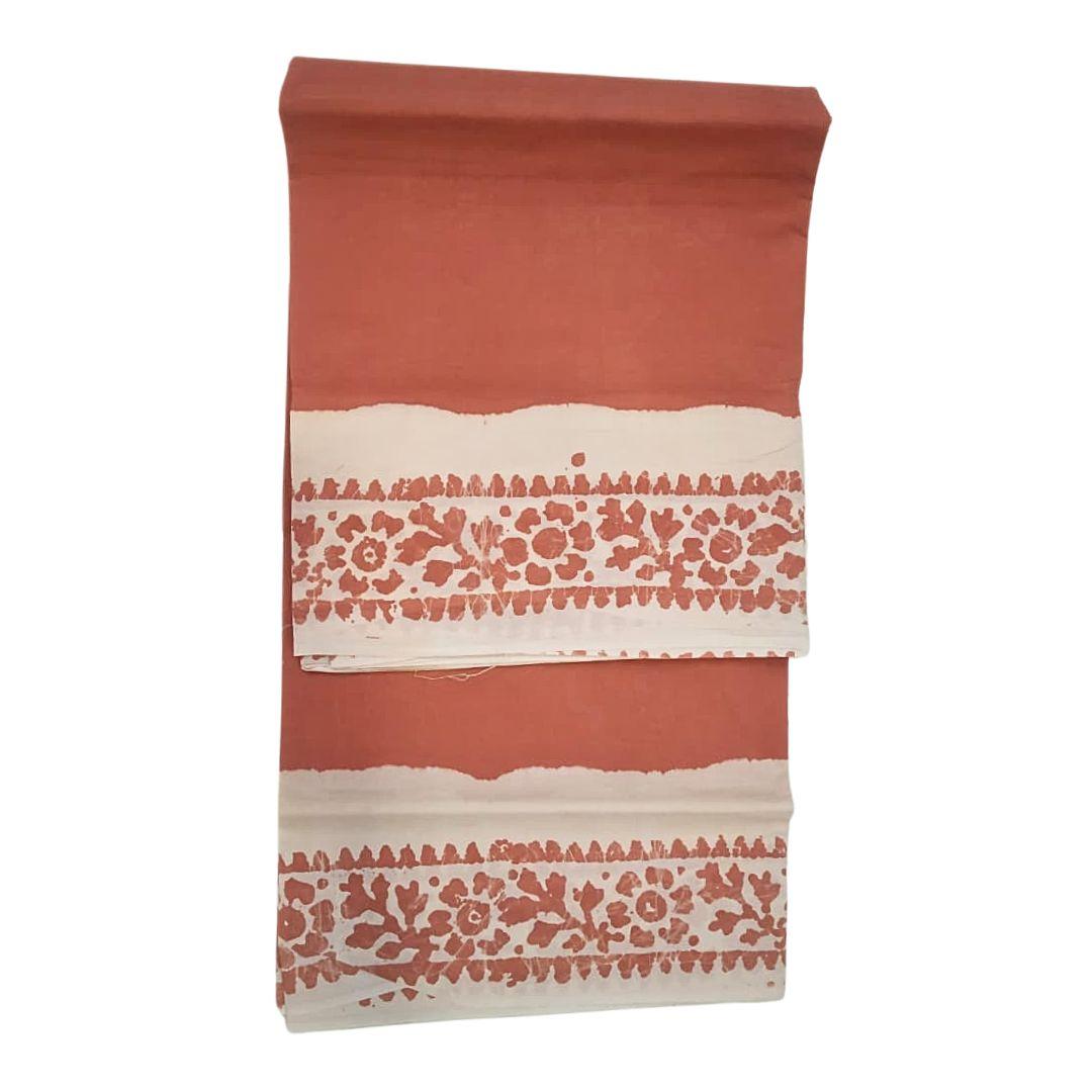 Prabanja Terracotta Orange Plain Sungudi Cotton Saree
