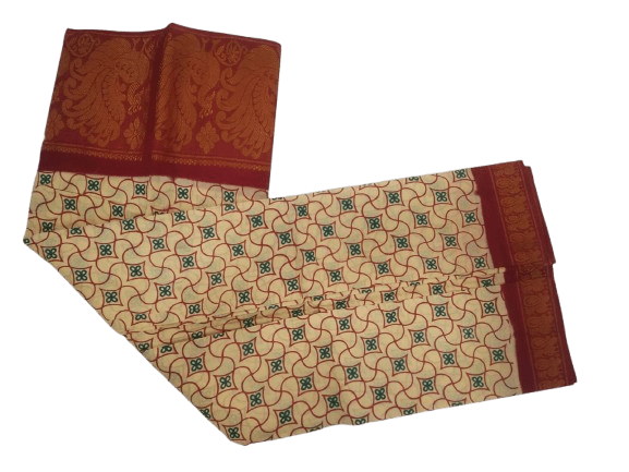 Prabanja Yellow & Maroon Sungudi Saree with Peacock Zari Pallu - Image 5