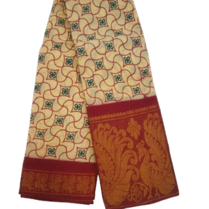 Prabanja Yellow & Maroon Sungudi Saree with Peacock Zari Pallu