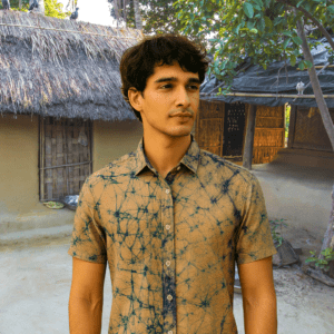 Prabanja Sungudi 100% Pure Tie-Dye Pattern Cotton Shirt | Light Yellow Color Sungudi Shirt | Size-42