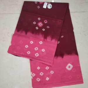 Prabanja Wine Purple with Lite Pink Bandhani Pattern Sungudi Pure Cotton Saree