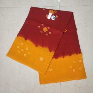 Prabanja Red & Yellow Tie-Dye Sungudi Cotton Saree