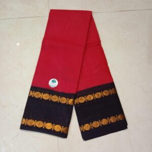 Prabanja Red with Black Rettai Padai Rudraksha Sungudi Cotton Saree
