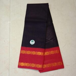 Prabanja Dark Purple with Red Rettai Padai Rudraksha Sungudi Cotton Saree