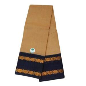 Prabanja Beige with Black Rettai Padai Rudraksha Sungudi Cotton Saree