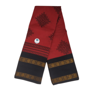 Prabanja Red with Black Rettai Padai Kolam Designed Sungudi Cotton Saree