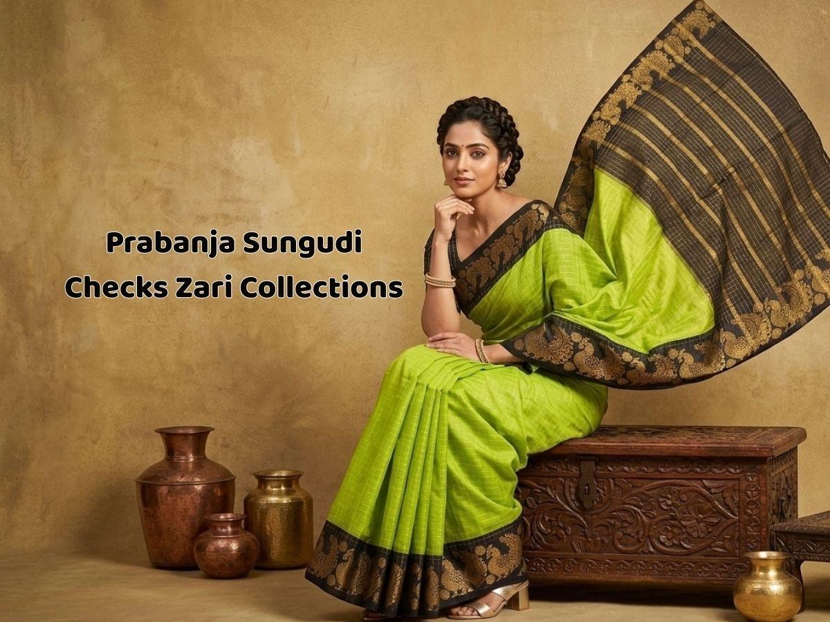 Prabanja Sungudi checks-zari-sarees