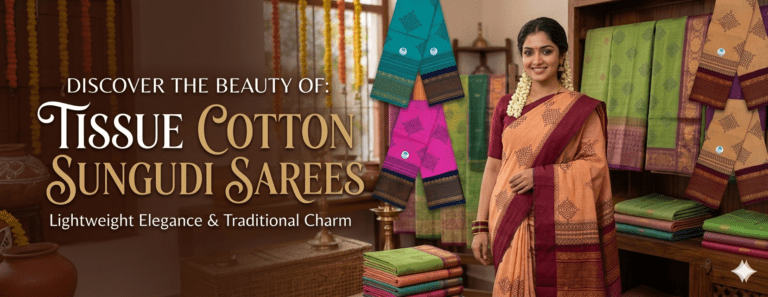 🌟 What is a Tissue Cotton Sungudi Saree?