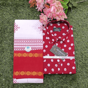 Sungudi Cotton Sarees | Combo Collection | Red and White Sungudi Cotton Saree with Red Polka dot cotton shirt